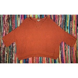 Wonderly Womens Cropped Sweater Pullover Size 2X Orange 3/4 Sleeve V-Neck ($78)